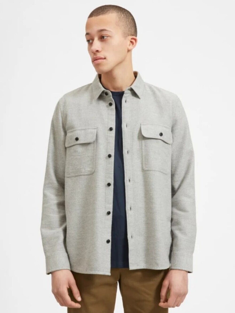 Everlane The Heavyweight Overshirt Mens Size Small Grey Long Sleeve Flannel